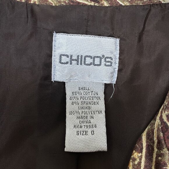 CHICOS Women Paisley Print Blazer Size 0/S Shades of Brown Fall Autumn Career - Picture 14 of 16